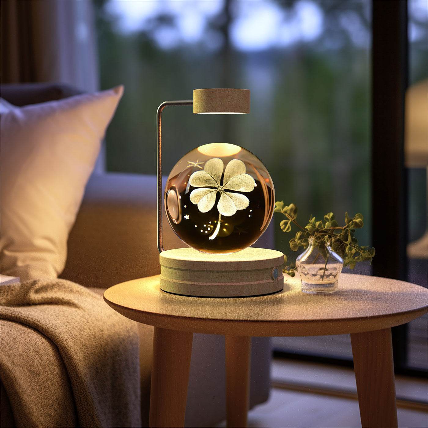 Crystal Ball Cosmic Dinosaur Indoor Night Light USB Power Warm Bedside Light Birthday Gift Night Lamp - Mubimart