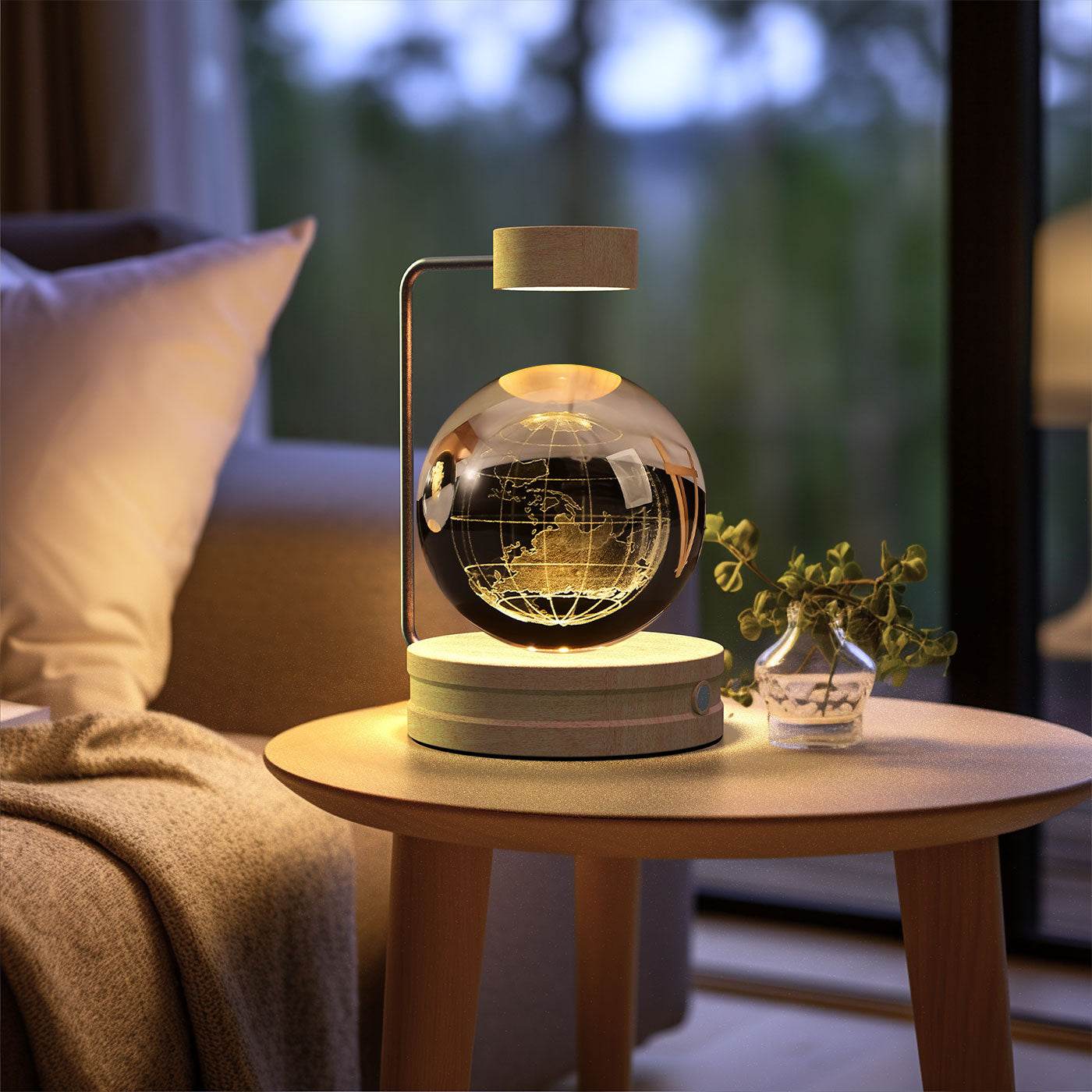 Crystal Ball Cosmic Dinosaur Indoor Night Light USB Power Warm Bedside Light Birthday Gift Night Lamp - Mubimart