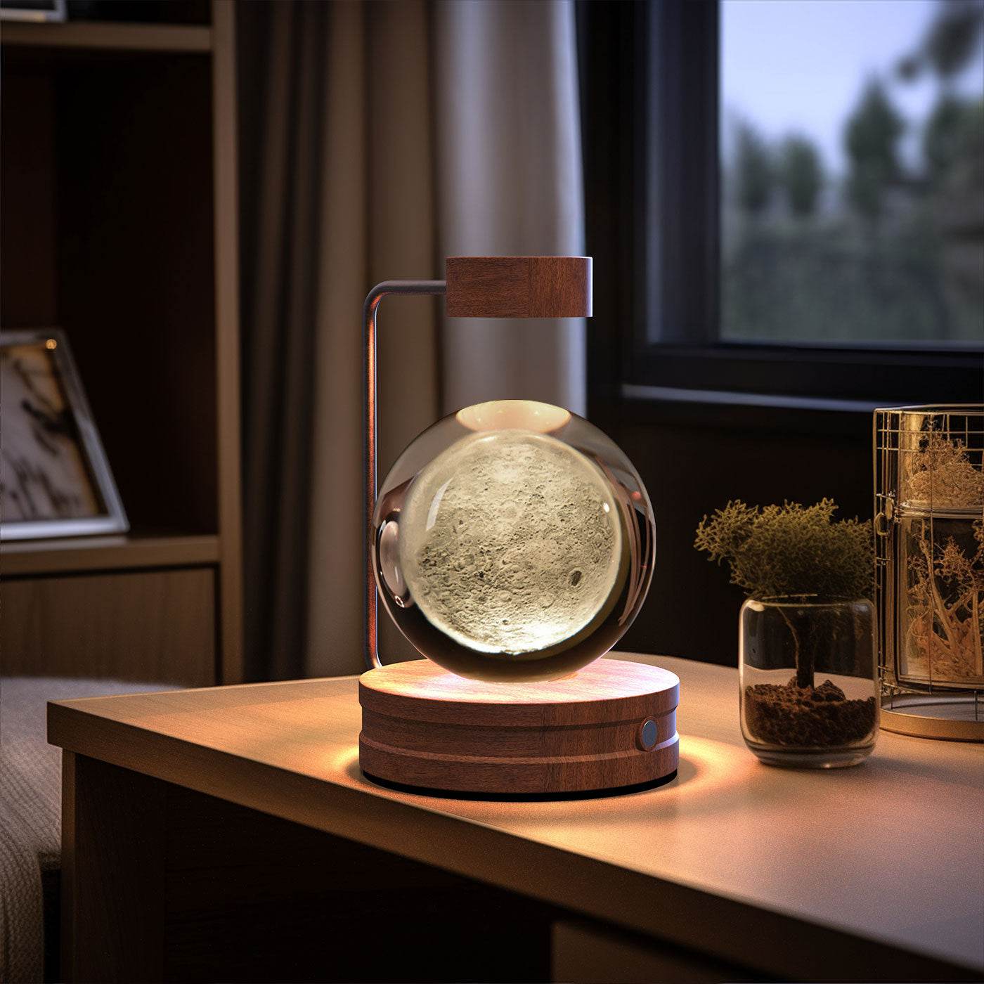 Crystal Ball Cosmic Dinosaur Indoor Night Light USB Power Warm Bedside Light Birthday Gift Night Lamp - Mubimart