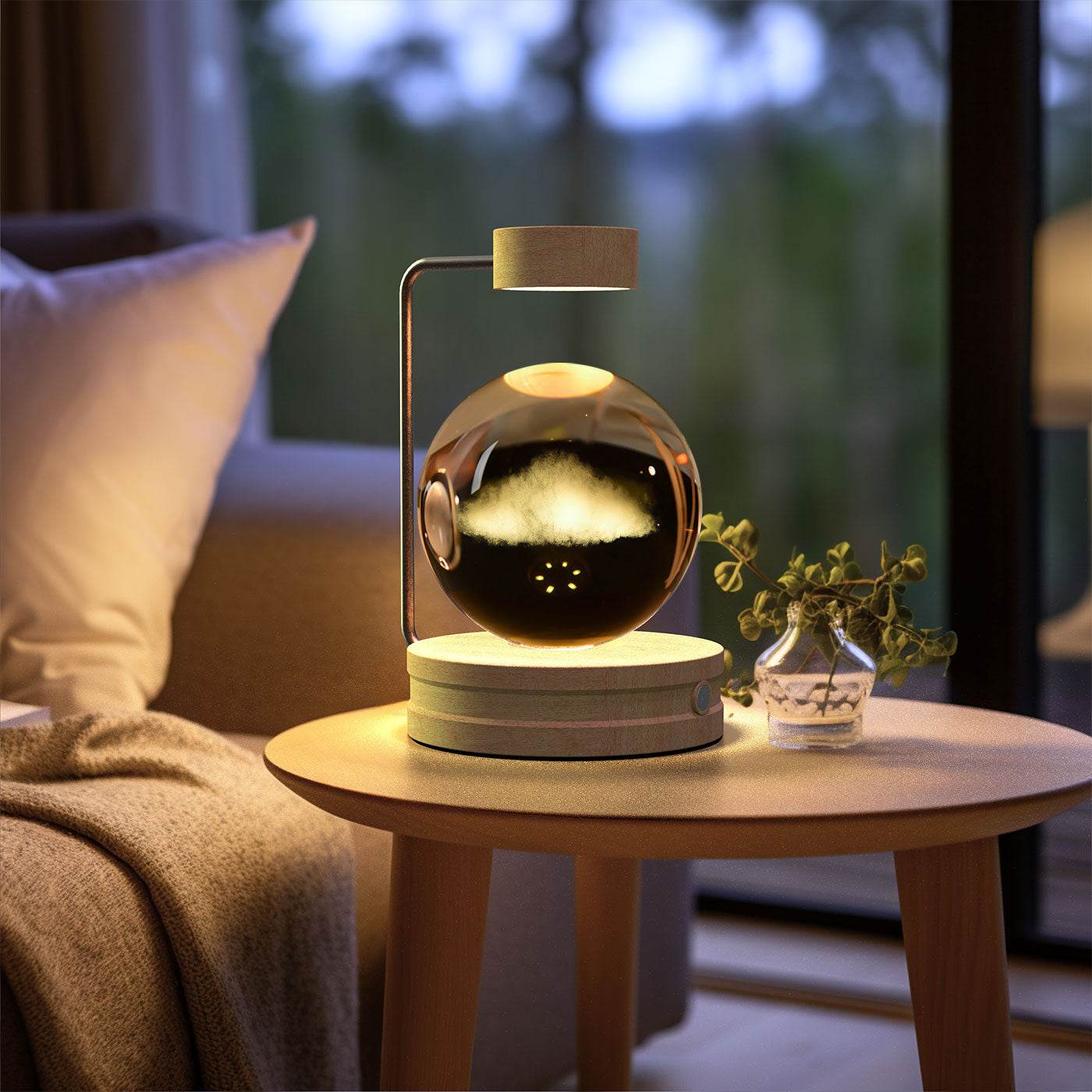 Crystal Ball Cosmic Dinosaur Indoor Night Light USB Power Warm Bedside Light Birthday Gift Night Lamp - Mubimart