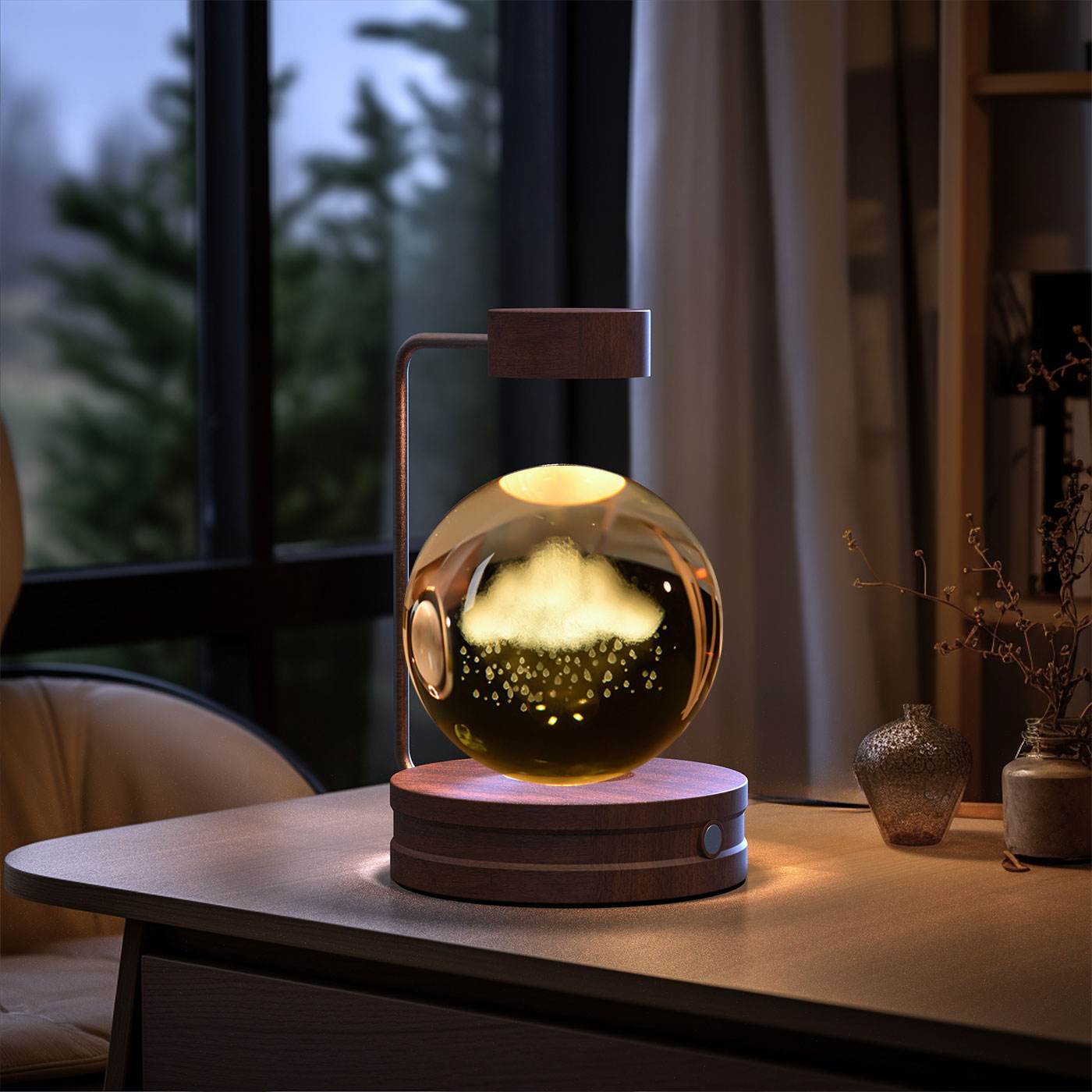 Crystal Ball Cosmic Dinosaur Indoor Night Light USB Power Warm Bedside Light Birthday Gift Night Lamp - Mubimart