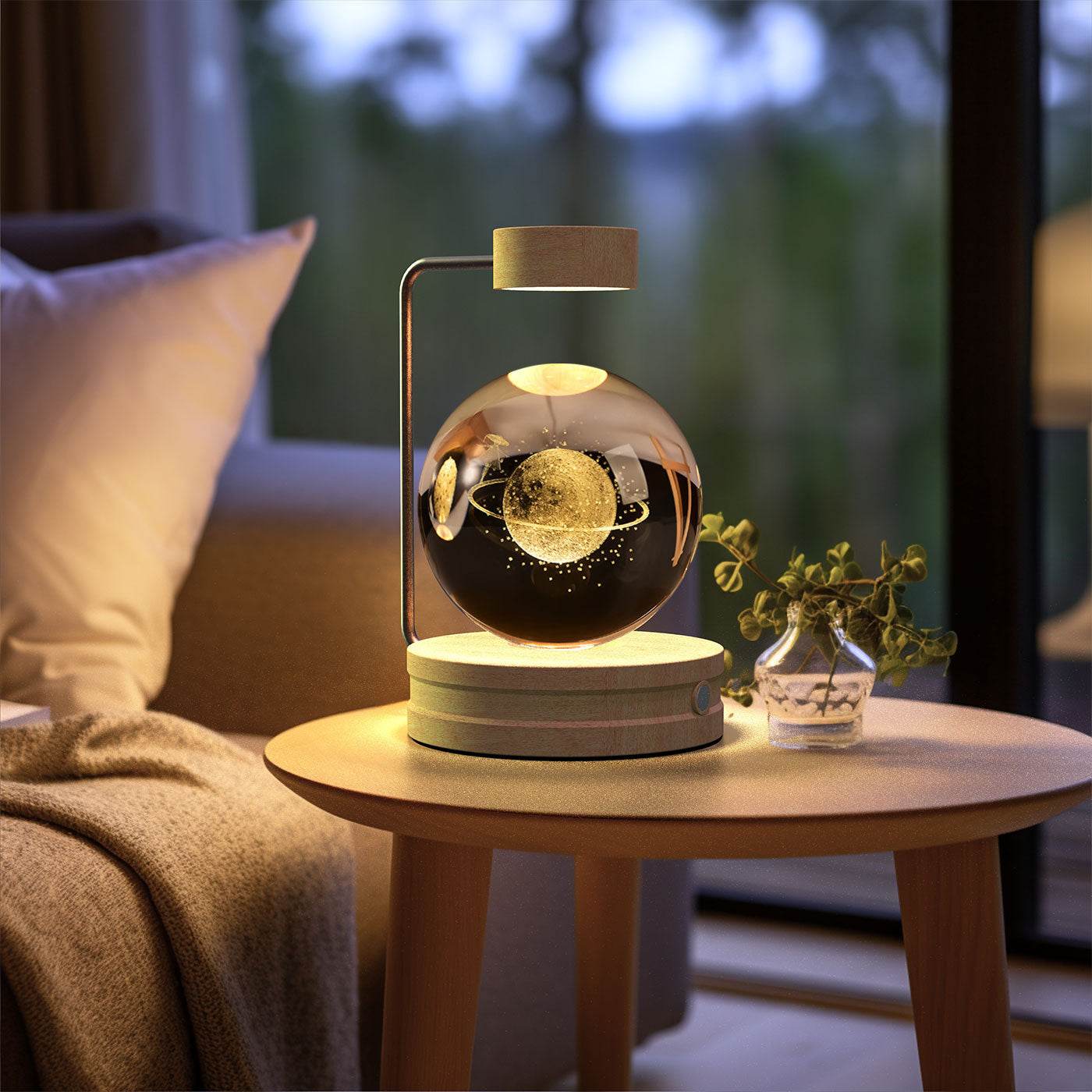 Crystal Ball Cosmic Dinosaur Indoor Night Light USB Power Warm Bedside Light Birthday Gift Night Lamp - Mubimart
