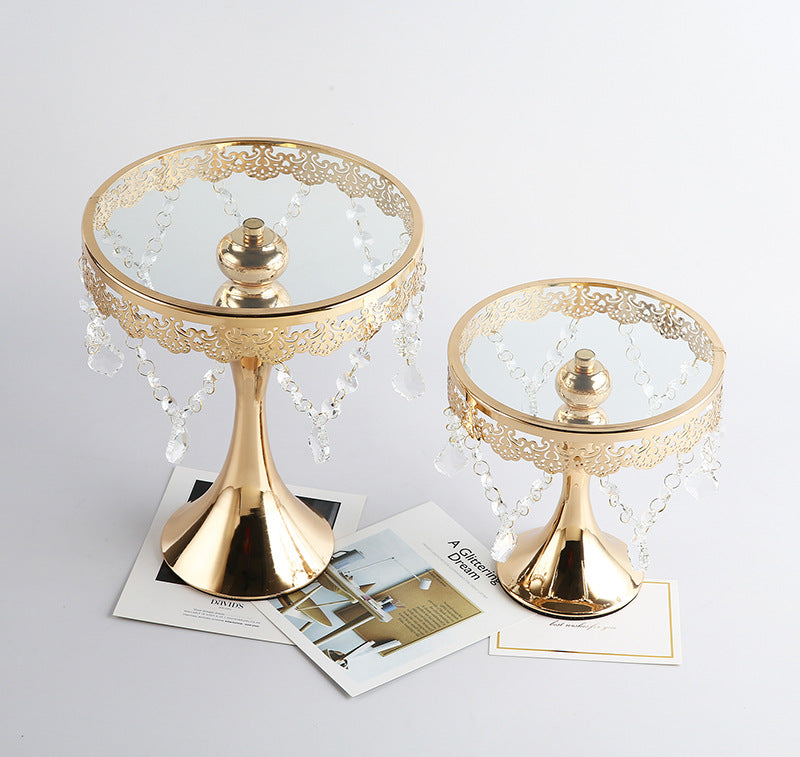 Crystal Cake Dessert Stand Creative Metal Iron Tray Ornament - Mubimart - Cake Stand 