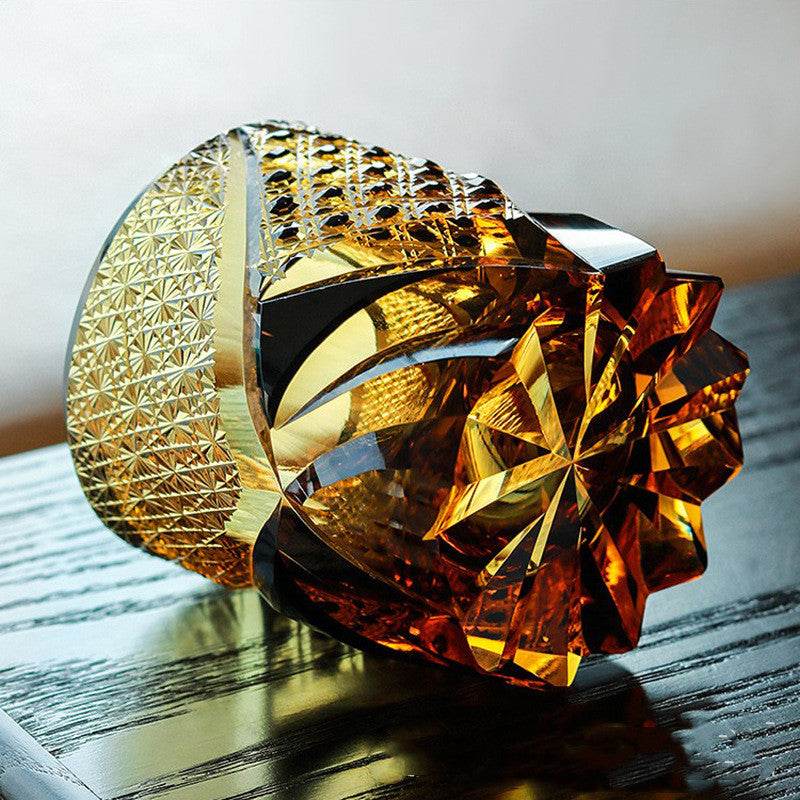 Crystal Glass Whiskey Glass Hand Carved - Mubimart