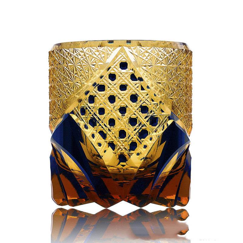 Crystal Glass Whiskey Glass Hand Carved - Mubimart