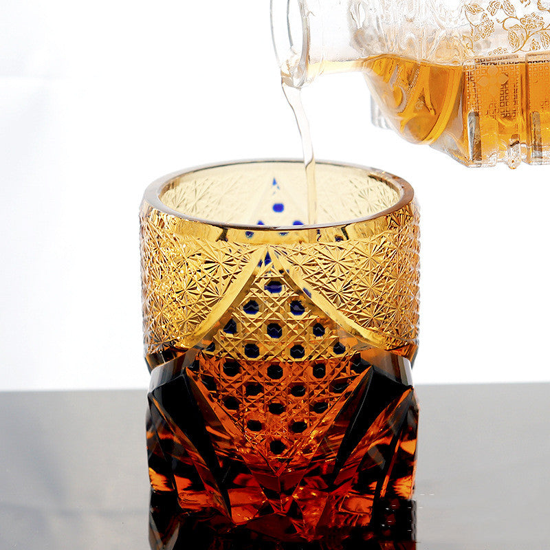 Crystal Glass Whiskey Glass Hand Carved - Mubimart -  