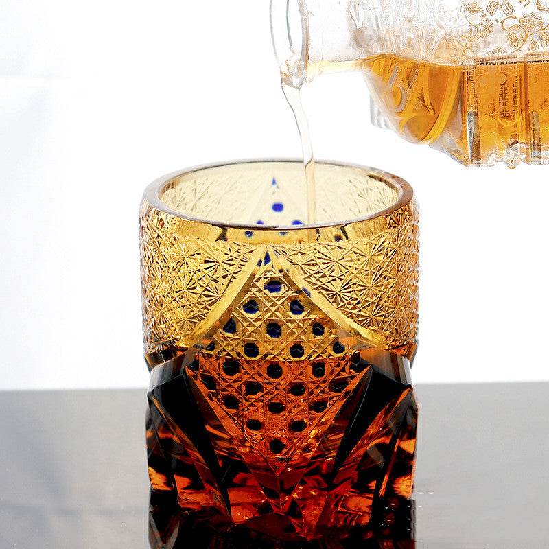 Crystal Glass Whiskey Glass Hand Carved - Mubimart