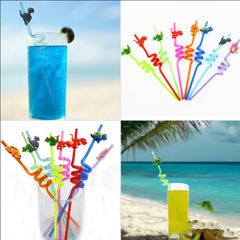 Curved Straws Party Decoration Small Gifts Dinosaur Cartoon Disposable Straws - Mubimart -  