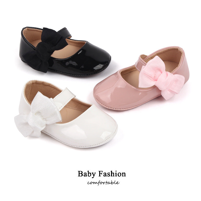 Cute Baby Girl Patent Leather Bowknot Toddler Shoes 0-1 Years Old Baby's Shoes Spring And Autumn - Mubimart - Baby Shoes 