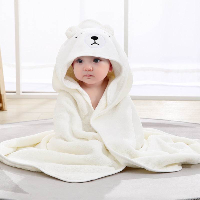 Cute Cartoon Hugging Quilt Coral Fleece Hooded Bath Towel - Mubimart
