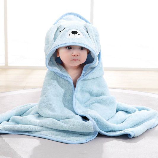Cute Cartoon Hugging Quilt Coral Fleece Hooded Bath Towel - Mubimart