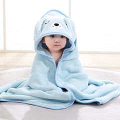 Cute Cartoon Hugging Quilt Coral Fleece Hooded Bath Towel - Mubimart - Towel 