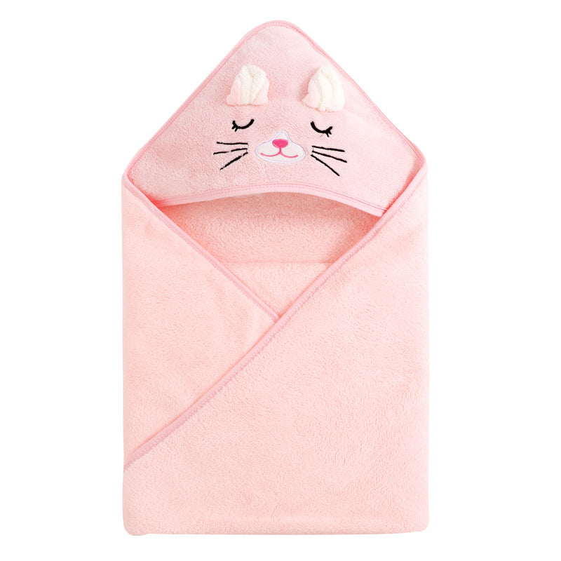 Cute Cartoon Hugging Quilt Coral Fleece Hooded Bath Towel - Mubimart -  