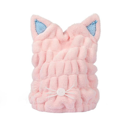 Cute Cat Ears Hair-Drying Towel Bath - Mubimart -  