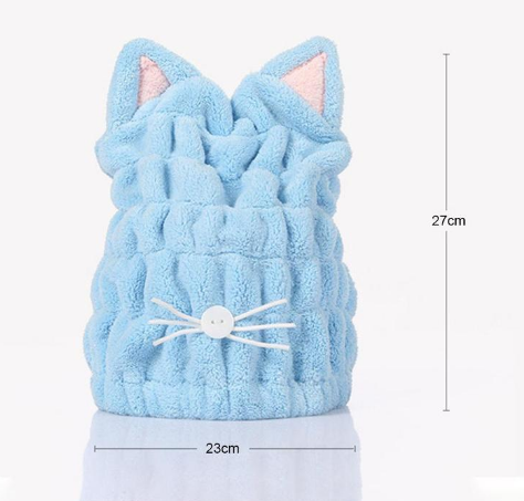 Cute Cat Ears Hair-Drying Towel Bath - Mubimart -  