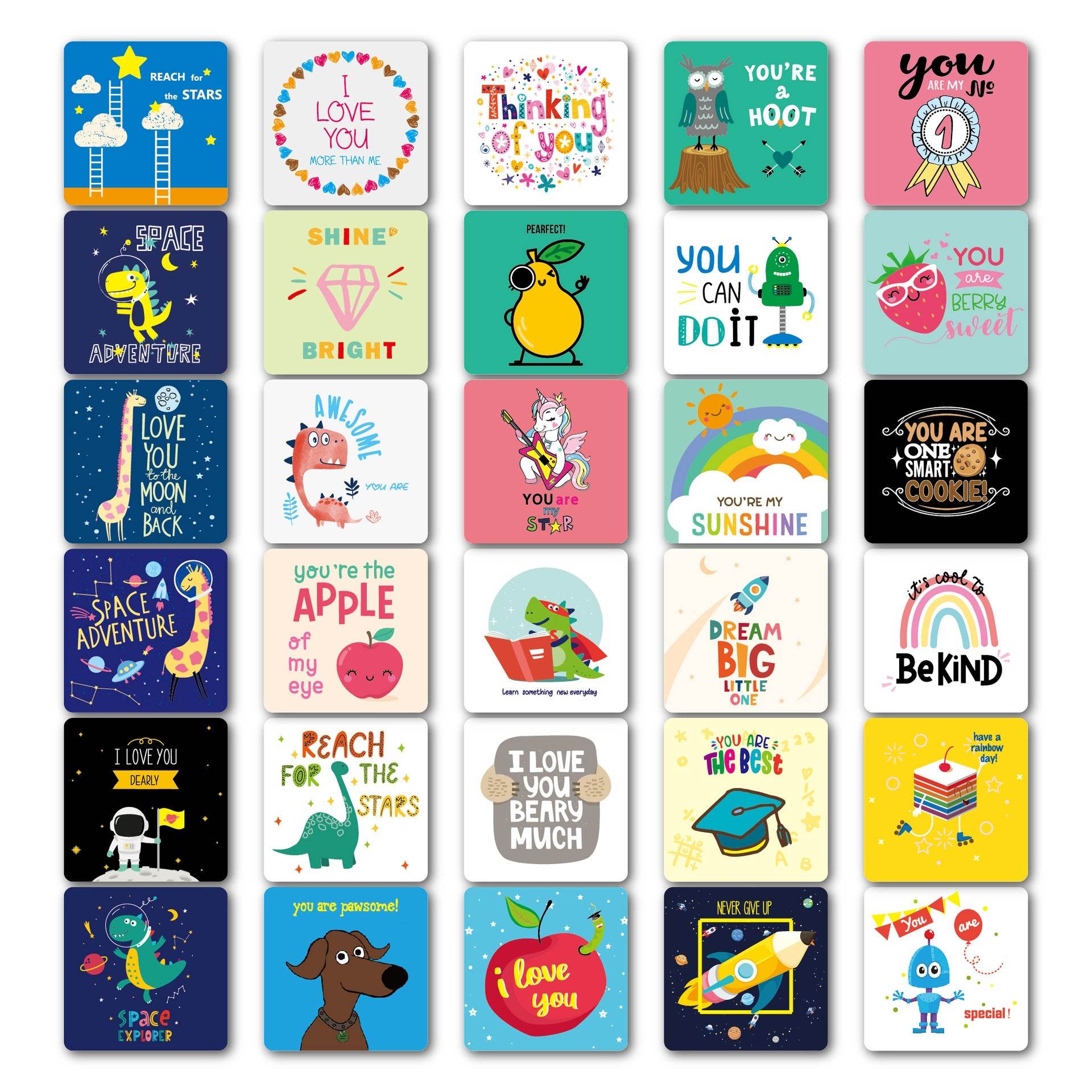 Cute Encouragement Note Cards Handwritten Kids Lunch Box Cards - Mubimart