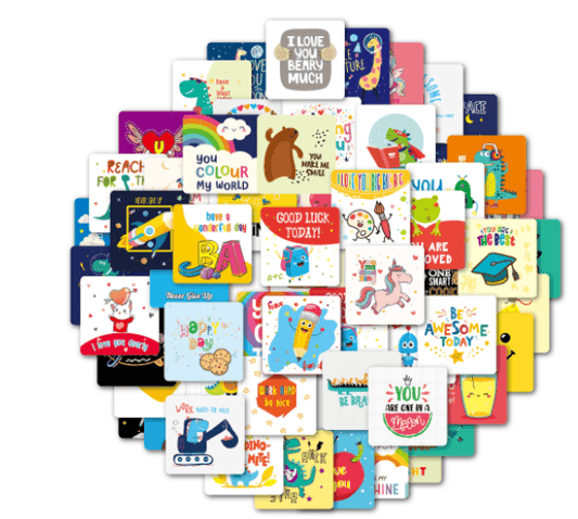 Cute Encouragement Note Cards Handwritten Kids Lunch Box Cards - Mubimart