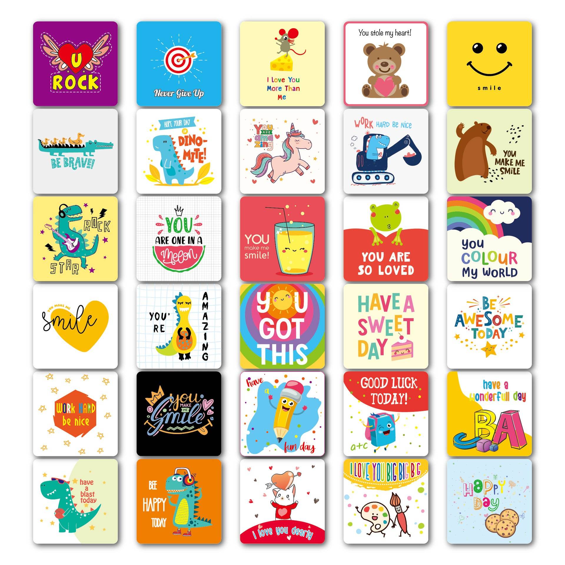 Cute Encouragement Note Cards Handwritten Kids Lunch Box Cards - Mubimart