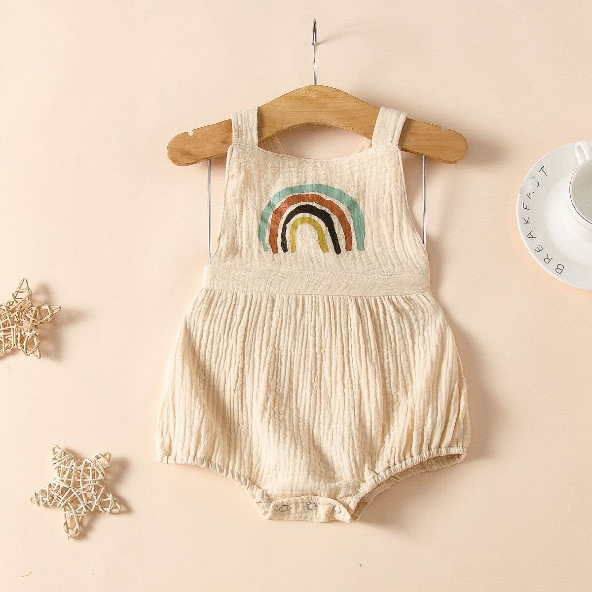 Cute newborn baby rainbow jumpsuit - Mubimart