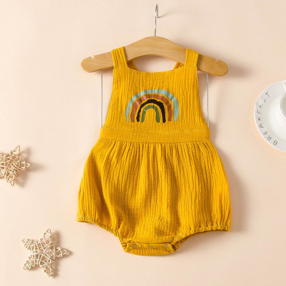 Cute newborn baby rainbow jumpsuit - Mubimart