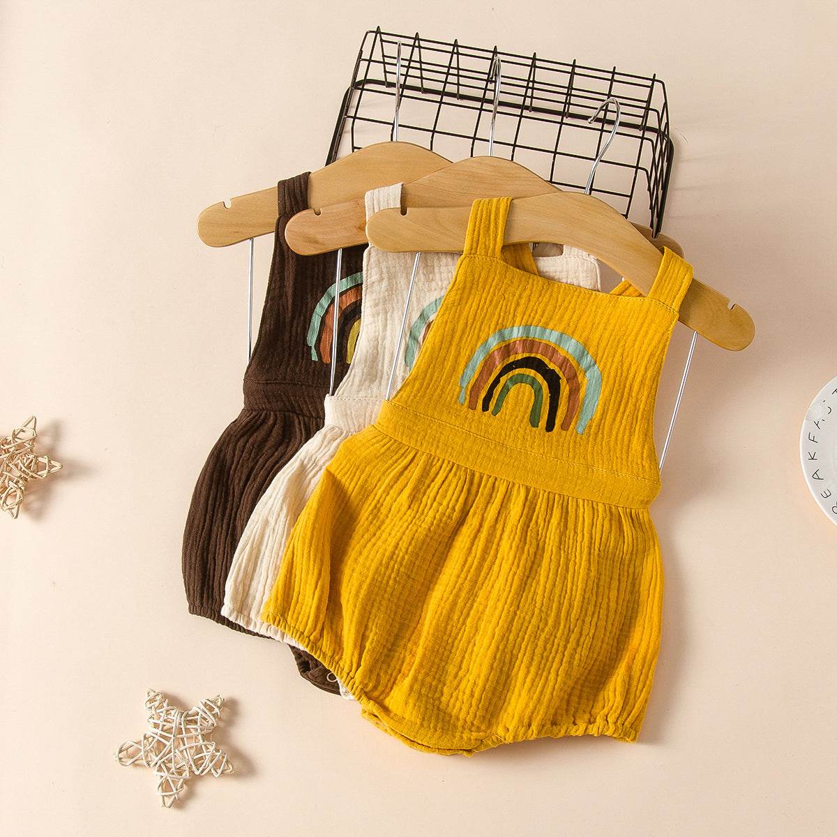 Cute newborn baby rainbow jumpsuit - Mubimart