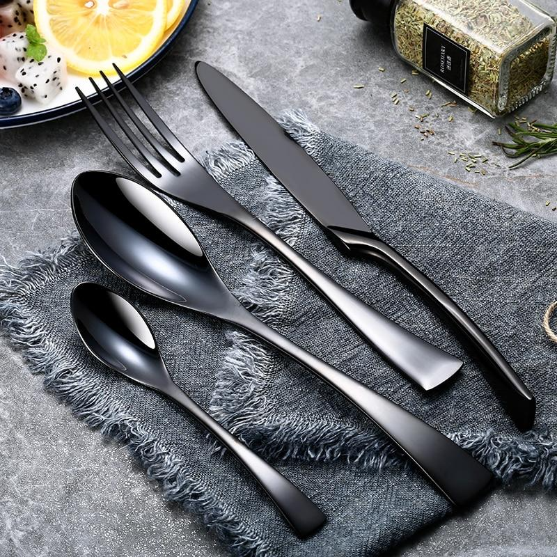 Cutlery Cutlery Stainless Steel Western Tableware Titanium Plated Black Gold - Mubimart -  