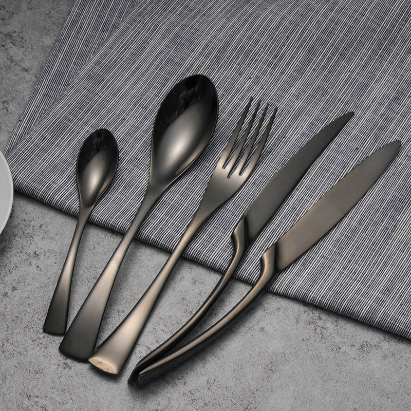 Cutlery Cutlery Stainless Steel Western Tableware Titanium Plated Black Gold - Mubimart - Flatware 