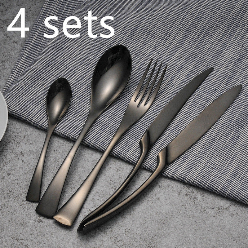 Cutlery Cutlery Stainless Steel Western Tableware Titanium Plated Black Gold - Mubimart -  