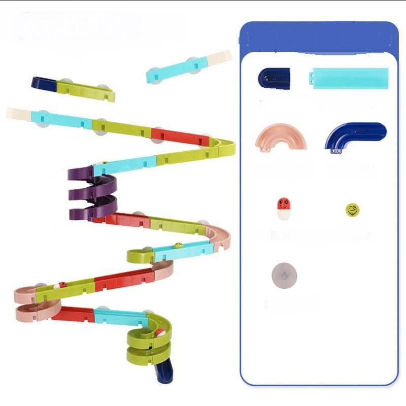 DIY Baby Bath Toys Wall Suction Cup Marble Race Run Track Bathroom Bathtub Kids Play Water Games Toy Set - Mubimart