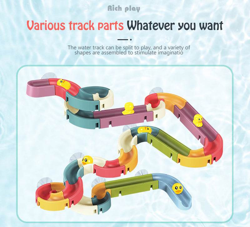 DIY Baby Bath Toys Wall Suction Cup Marble Race Run Track Bathroom Bathtub Kids Play Water Games Toy Set - Mubimart