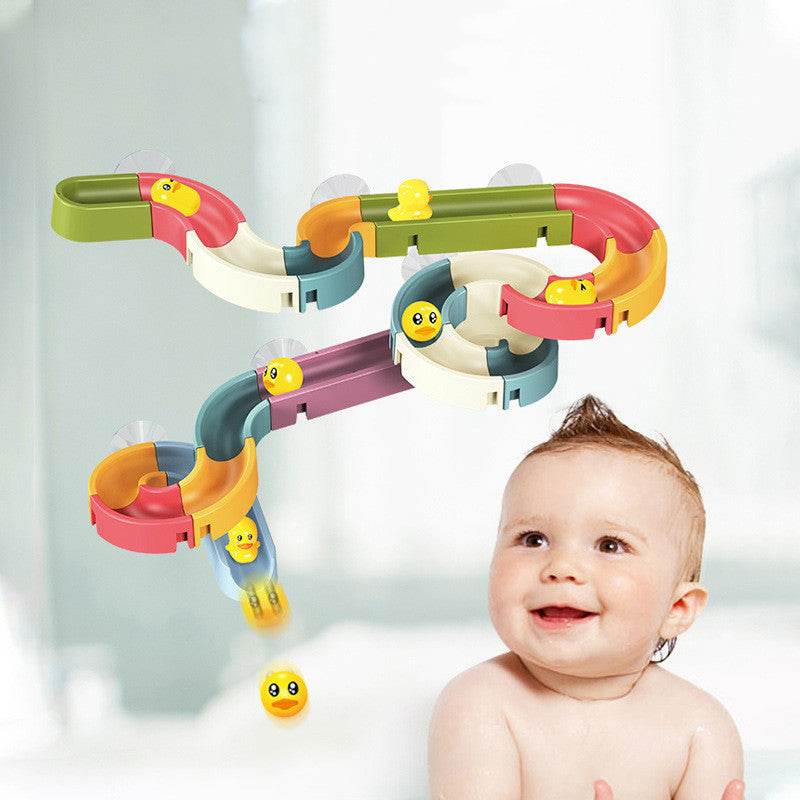 DIY Baby Bath Toys Wall Suction Cup Marble Race Run Track Bathroom Bathtub Kids Play Water Games Toy Set - Mubimart