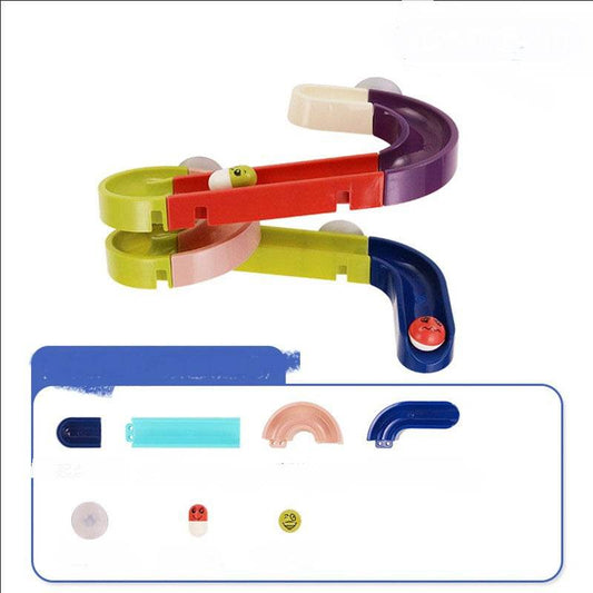 DIY Baby Bath Toys Wall Suction Cup Marble Race Run Track Bathroom Bathtub Kids Play Water Games Toy Set - Mubimart
