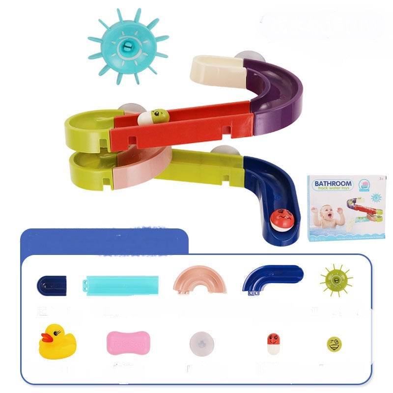 DIY Baby Bath Toys Wall Suction Cup Marble Race Run Track Bathroom Bathtub Kids Play Water Games Toy Set - Mubimart