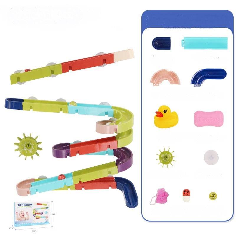 DIY Baby Bath Toys Wall Suction Cup Marble Race Run Track Bathroom Bathtub Kids Play Water Games Toy Set - Mubimart