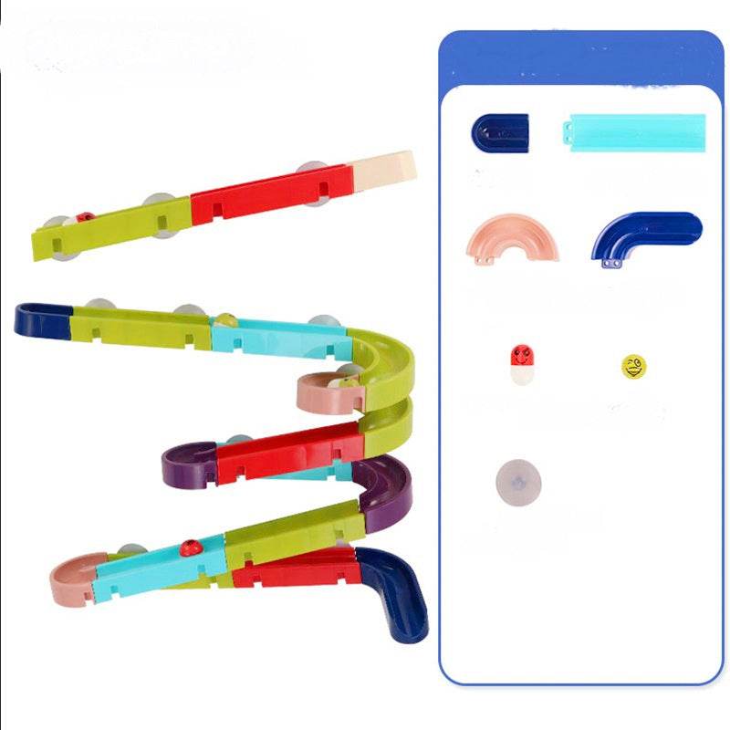 DIY Baby Bath Toys Wall Suction Cup Marble Race Run Track Bathroom Bathtub Kids Play Water Games Toy Set - Mubimart
