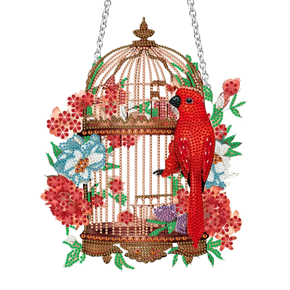 DIY Diamond Painting Pendant Ornament-flower Bird Cage - Mubimart -  