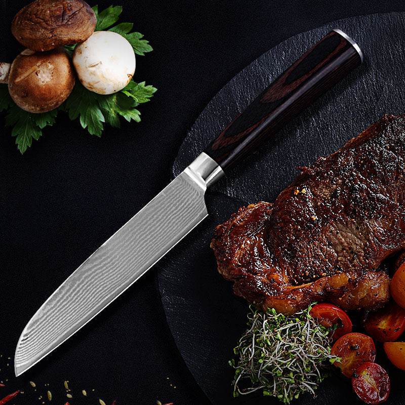 Damascus Fruit Knife Multipurpose Knife Japanese Santoku Knife Gift Knife - Mubimart