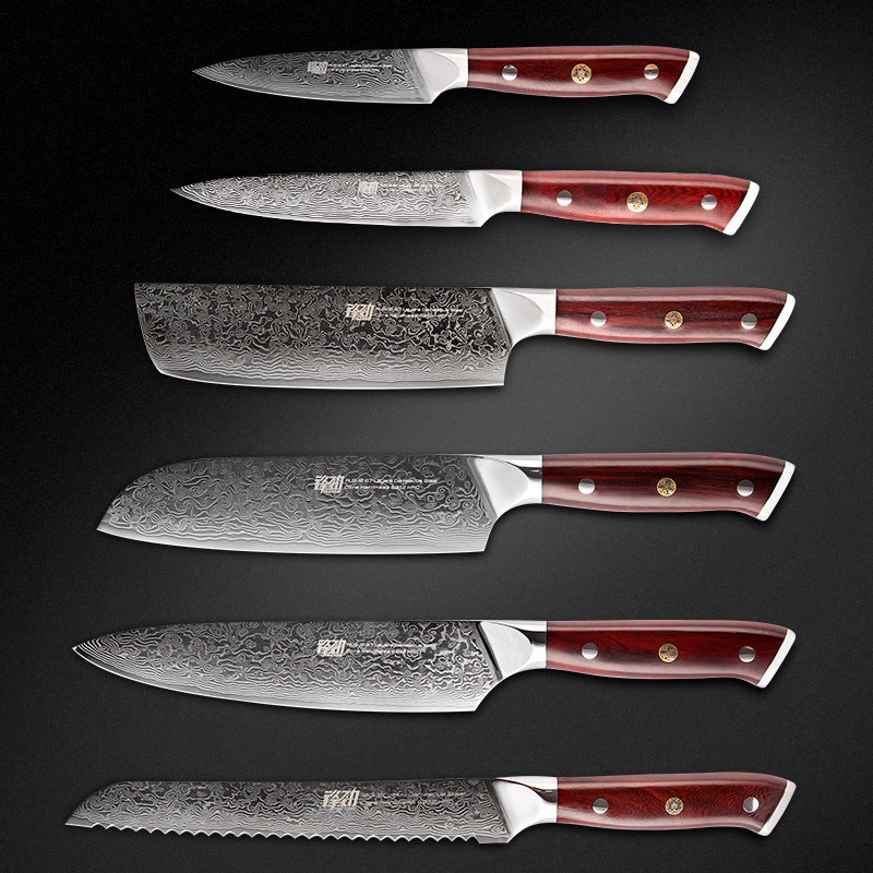 Damascus Six-piece Knife Set Chef's Special Knife - Mubimart - Knife 