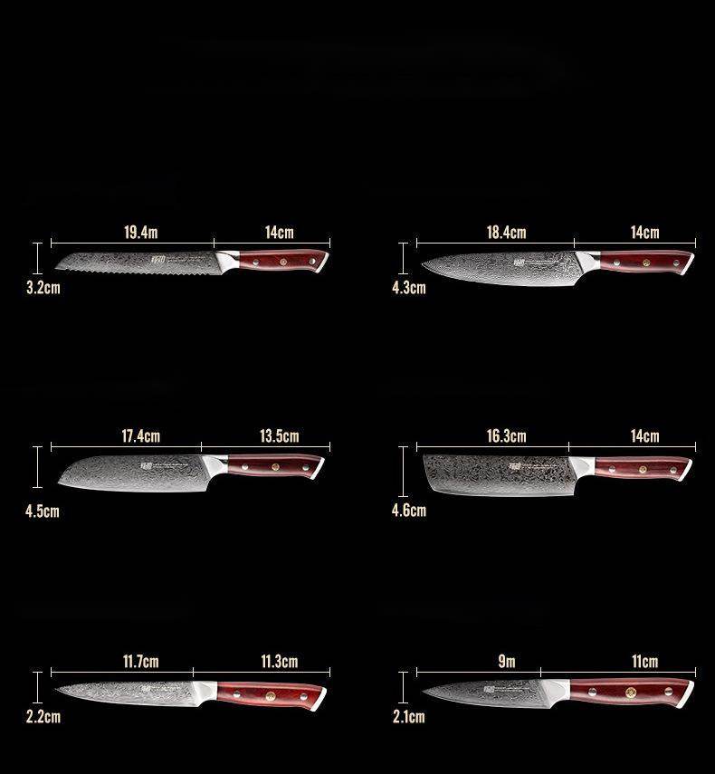 Damascus Six-piece Knife Set Chef's Special Knife - Mubimart