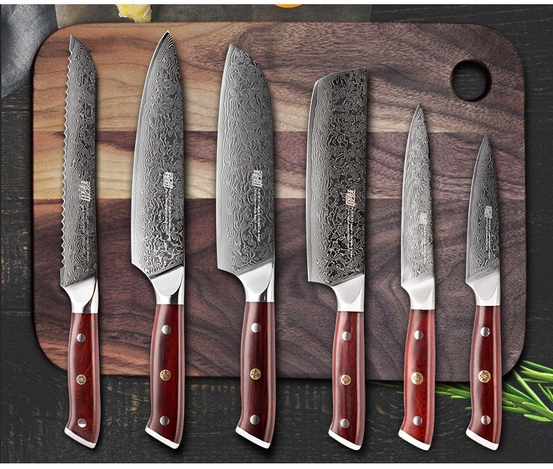 Damascus Six-piece Knife Set Chef's Special Knife - Mubimart -  