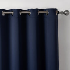 Dark Blue Bedroom Blackout Fabric Printed Curtains - Mubimart - Bathroom Curtain 