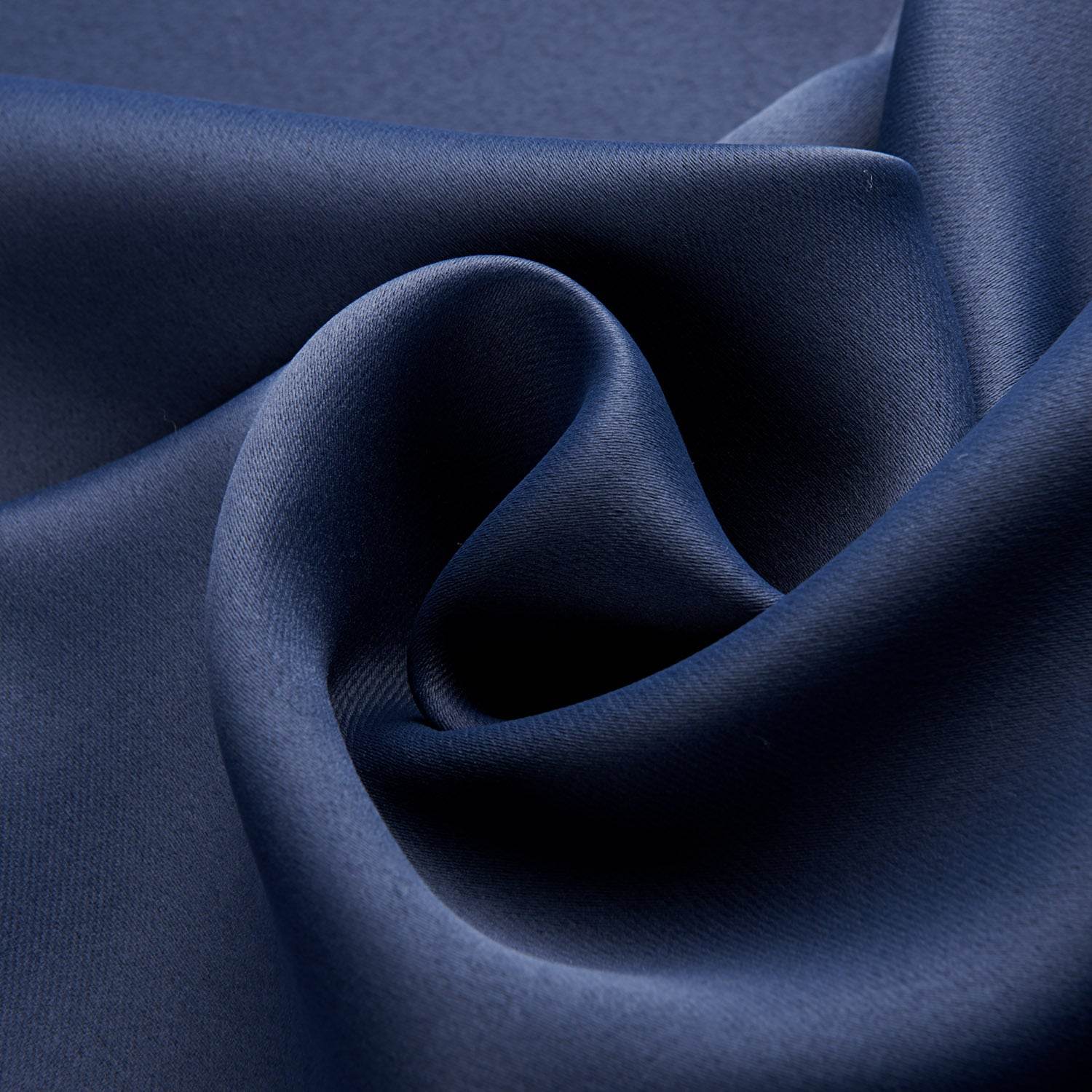 Dark Blue Bedroom Blackout Fabric Printed Curtains - Mubimart