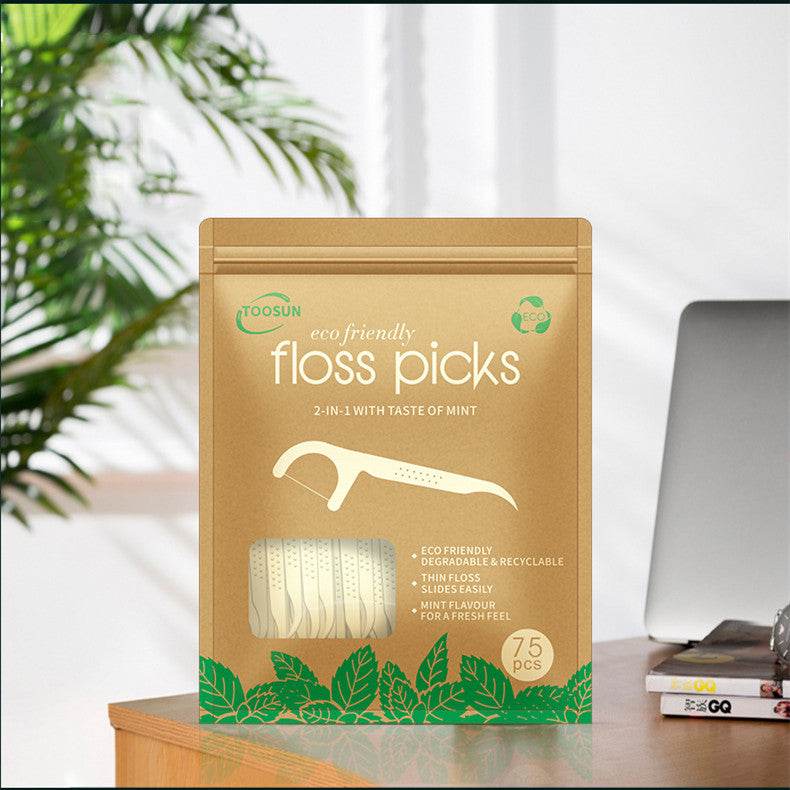 Degradable Dental Floss Mint Flavor Stick Eco-friendly - Mubimart