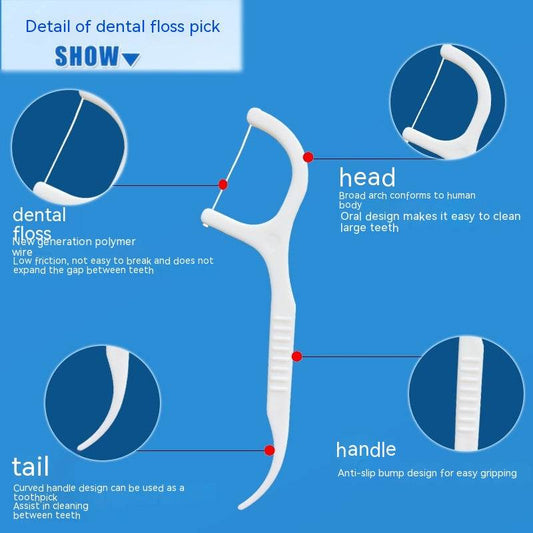 Dental Floss Ultra-fine Dental Flossing Arcuate Dental Stick Family Pack 4 Bags 600 Pcs - Mubimart