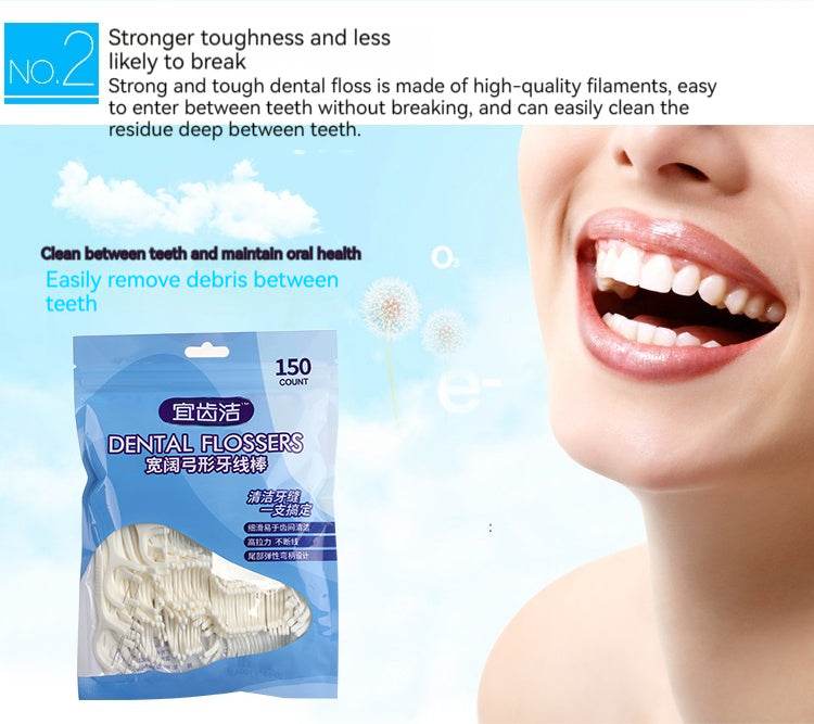 Dental Floss Ultra-fine Dental Flossing Arcuate Dental Stick Family Pack 4 Bags 600 Pcs - Mubimart