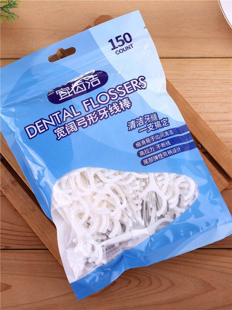 Dental Floss Ultra-fine Dental Flossing Arcuate Dental Stick Family Pack 4 Bags 600 Pcs - Mubimart