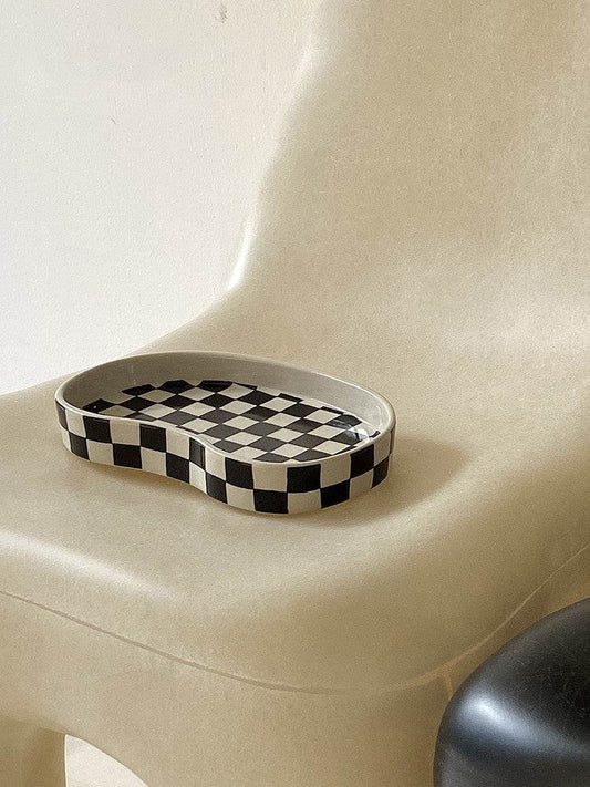 Design Retro Checkerboard Tray Cake Tray - Mubimart