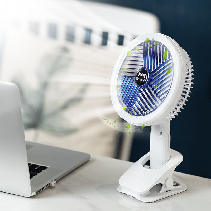 Desktop Electric Fan Clip Fan Rechargeable Office Student Dormitory With Desk Lamp Fan Wall Hanging Small Mute Fan - Mubimart - Box Fans 