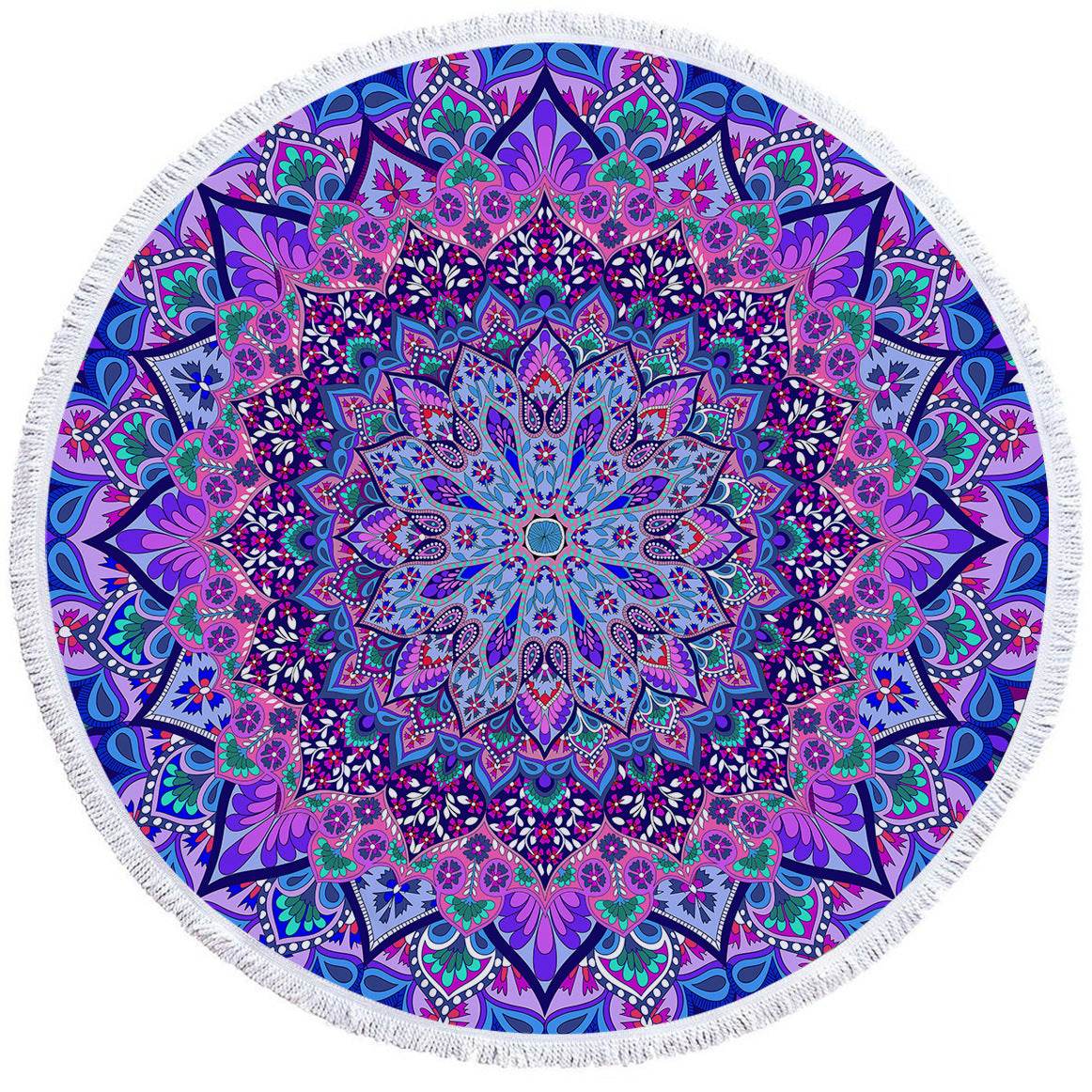 Diameter round flower fuchsia beach towel - Mubimart