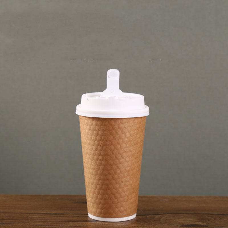Diamond Paper Disposable With Lid Coffee Takeaway Packing Cup - Mubimart